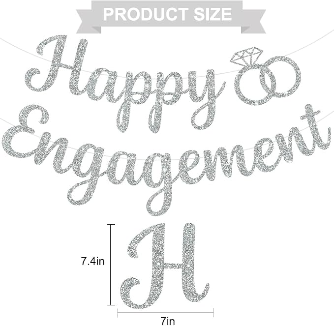 BEISHIDA Glitter Happy Engagement Banner-No DIY, Engagement Party Decorations - Image 2