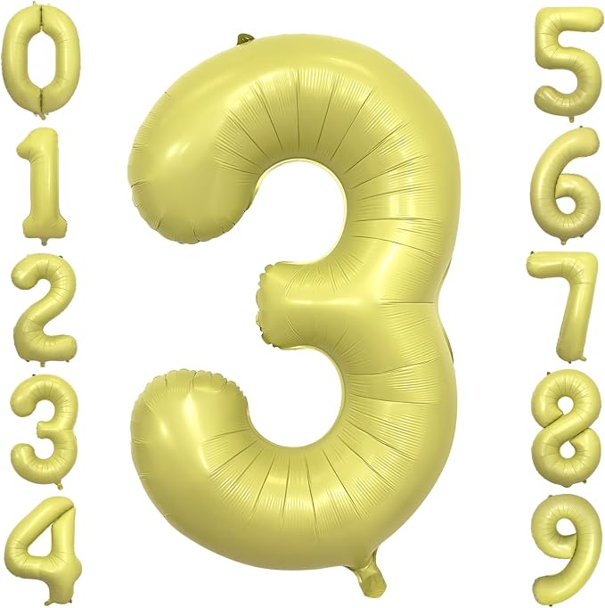 Pastel Yellow Number 3 Balloon 40 Inch Light Yellow Foil Number Balloons 3rd by cocodino