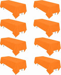 8 Pack Orange Tablecloth 60 x 102 Inch Rectangular Tablecloths for 6 Foot Rectangle Tables, Wrinkle Resistant Orange Table Cloth Washable Polyester Fabric for Buffet Wedding Party Banquet