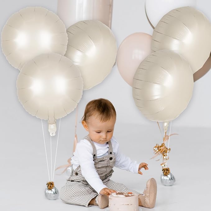 20 Pcs Cream White Round Balloons, 18 Inch Round Foil Balloon, Giant Round - Image 4