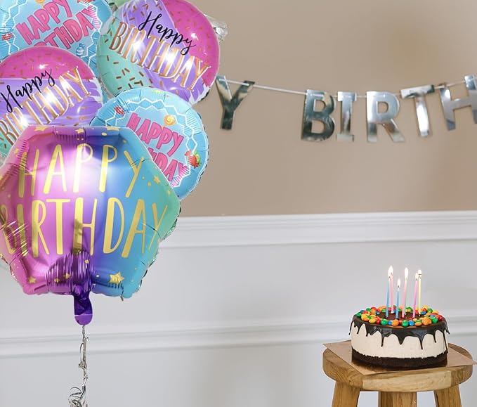 5 Pcs Colorful Happy Birthday Balloons Birthday Party Decorations | Hexagon - Image 4
