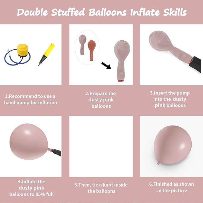 Double Stuffed Dusty Pink Balloon Garland Arch Kit | 18/12/10/5inch Different - Image 2