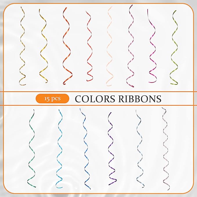 Shappy 15 Rolls Curling Ribbon 1/5" Wide x 11 Yards Total 165 Yards Balloon - Image 3