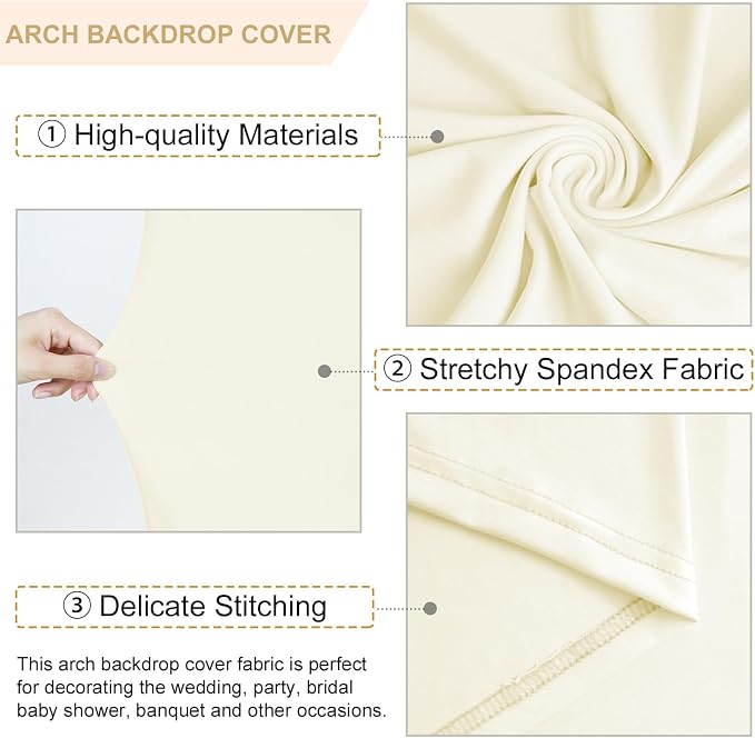 FANPROMS Ivory Wedding Arch Cover Set of 3 Arch Spandex Covers 5FT 6FT 7FT Baby - Image 4