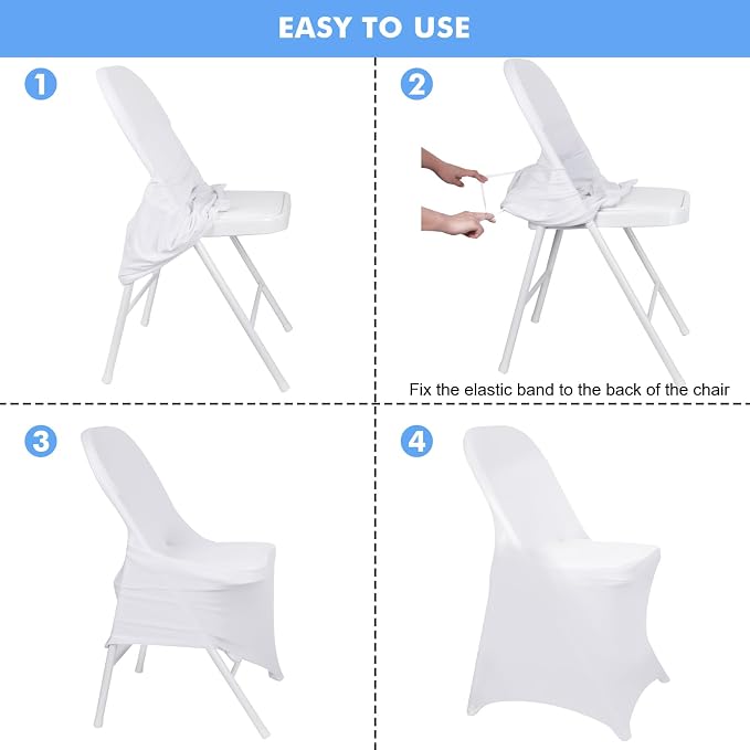 Fixwal 36 Pcs White Folding Chair Covers Spandex Stretch Slipcover | Spandex - Image 2