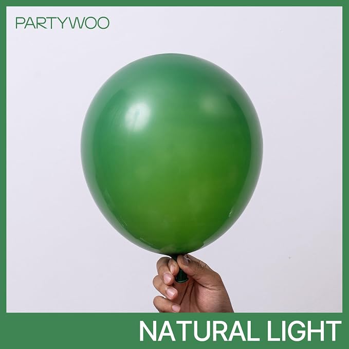 PartyWoo Dark Green Balloons 50pcs Emerald Hunter Forest Green Color | 12 Inch - Image 3