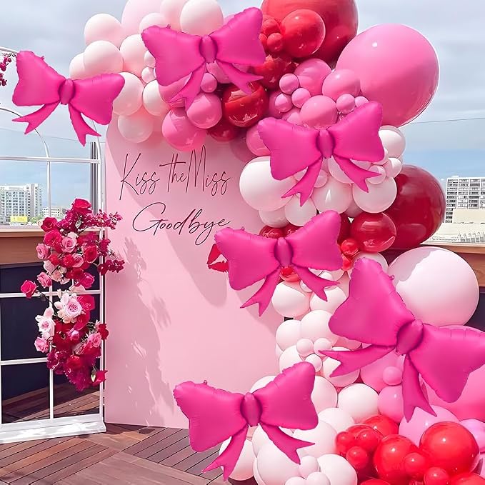 6pcs Jumbo Oversized Ribbon Balloons Coquette Bow Balloons Bow Party Coquette - Image 3