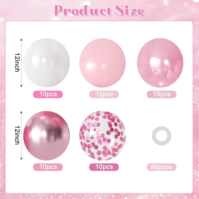Pink Balloons for Wedding Bridal Shower Baby Shower Decorations | 60Pcs 12Inch - Image 2