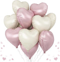 Pink White Heart Balloons, 18 Inch Baby Pink and Cream Helium Foil Heart by TAOYE