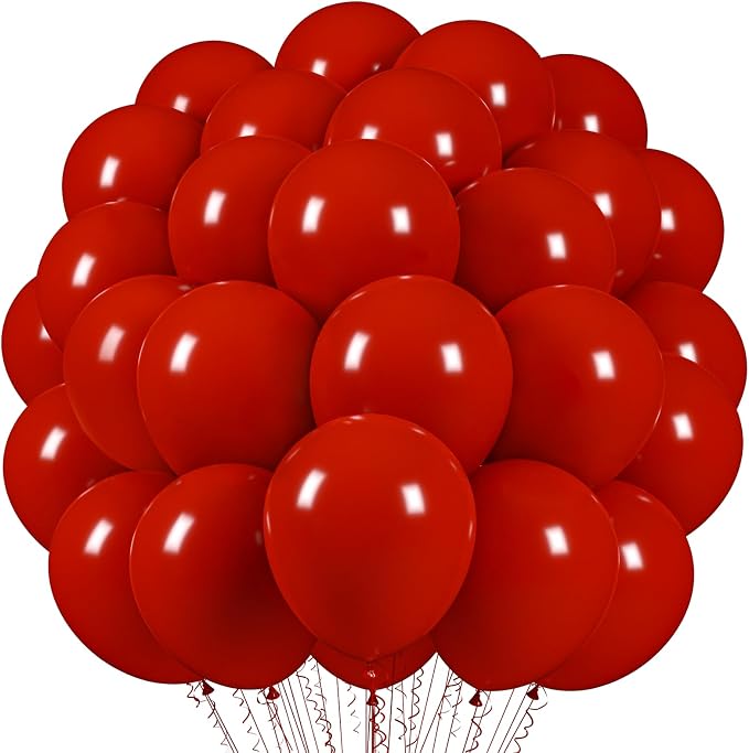 Voircoloria 66pcs Ruby Red Dark Red Latex Party Balloons, 12inch | by Voircoloria