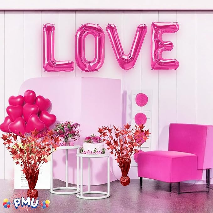 PMU 6 Pack Bursting Star Metallic Foil Spray Centerpiece- Red Prismatic Balloon - Image 7