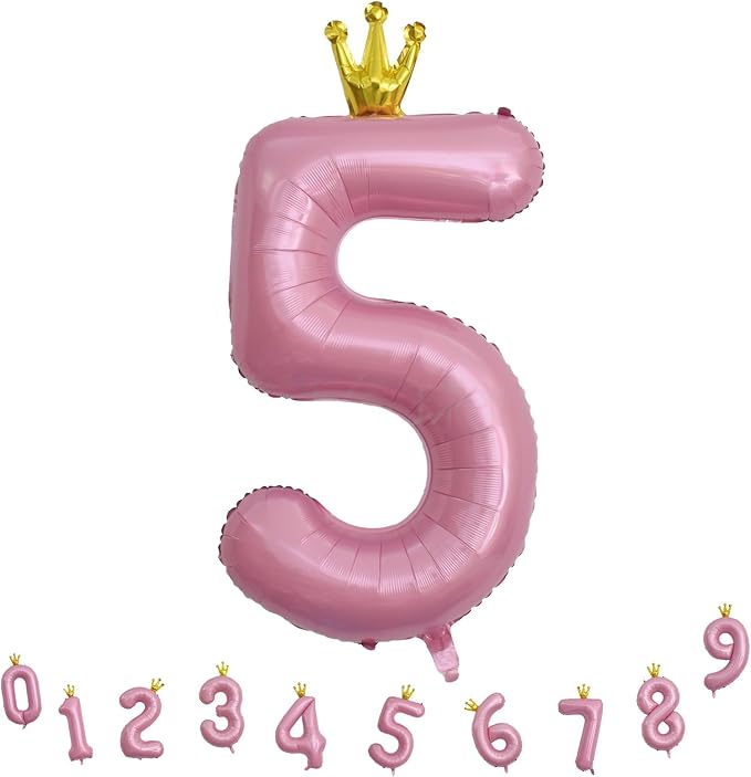 40 Inch Pastel Pink 5 Number Balloons, Giant Foil 5th Birthday Number Balloon - Image 9