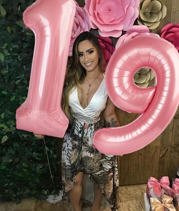 9 Balloon Numbers Birthday Decorations, 40In Pearl Pink Balloons - Image 5