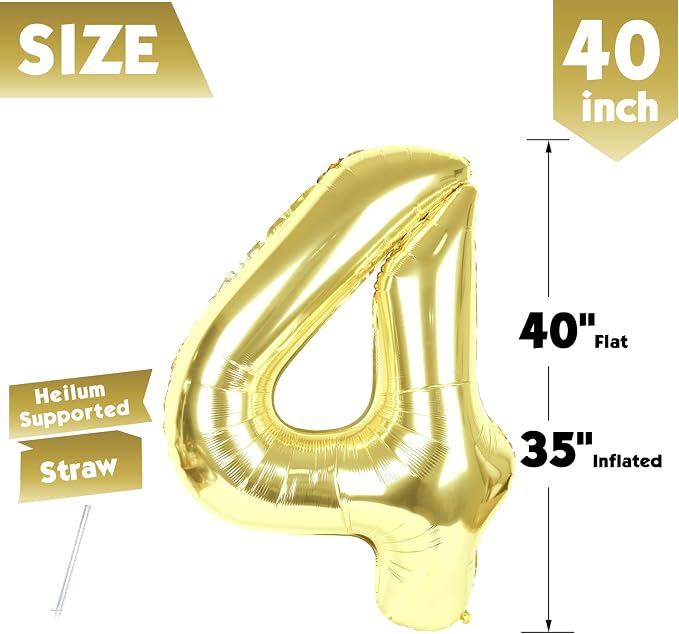 40 Inch Light Gold Number 4 Balloon, Champagne Birthday Party Decorations | 40 - Image 5
