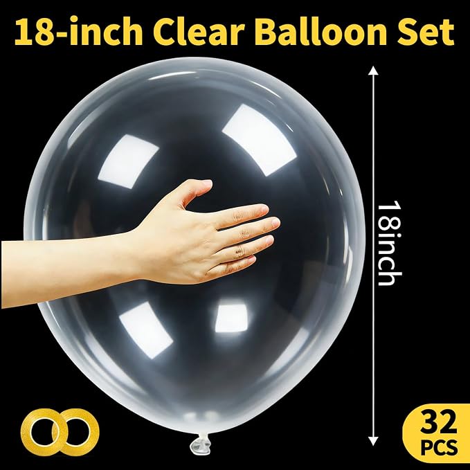 32Pcs Clear Big Balloons 18 Inch, Round Large Latex Party Balloons - Image 3