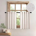 MIULEE Natural Linen White Kitchen Curtains 30 Inch Long 2 Panels Farmhouse | by MIULEE