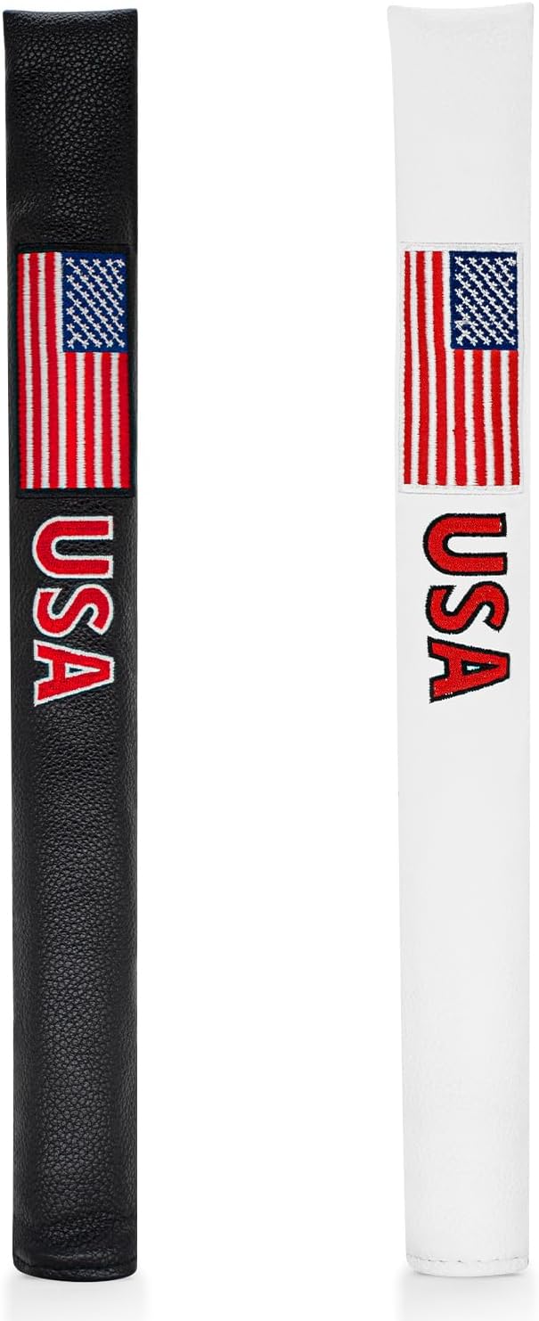 Golf Alignment Stick Cover Premium Leather Perfect Cover for Alignment Sticks Classic Blank Direction Rod Design Alignment Sticks Holder Golf Club Protector.