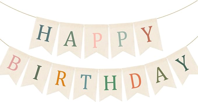 Doumeny Happy Birthday Burlap Banner Boho Birthday Garland Bunting Sage Green by Doumeny