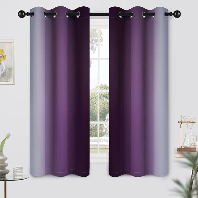 Yakamok Ombre Curtains Purple and Greyish White - Image 2