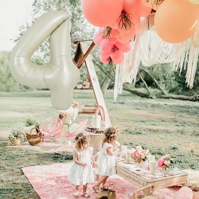 TONIFUL 40 Inch Cream White Large Numbers Balloon 0-9 Birthday Party Decorations - Image 6