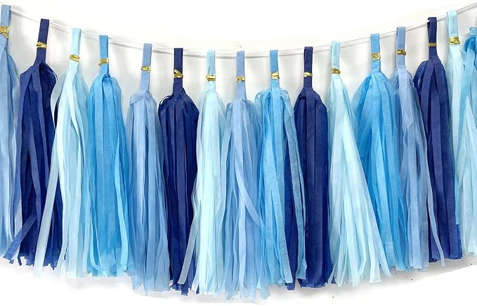 20pcs Tissue Paper Tassels Blue Tassel Garlands Party Tassels Banner | able - Image 2