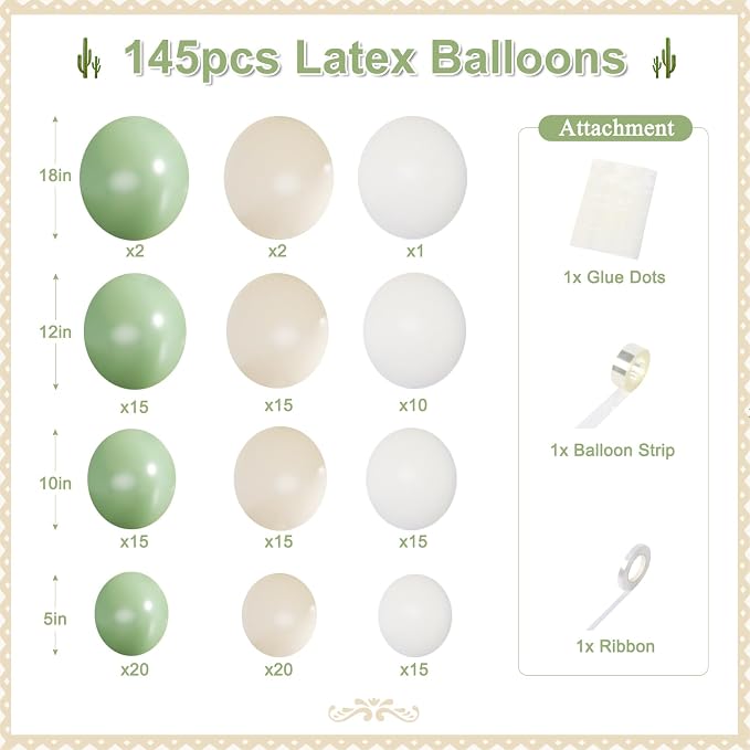 CROSSFINGERS Sage Green White Balloon Garland Arch Kit - Image 4