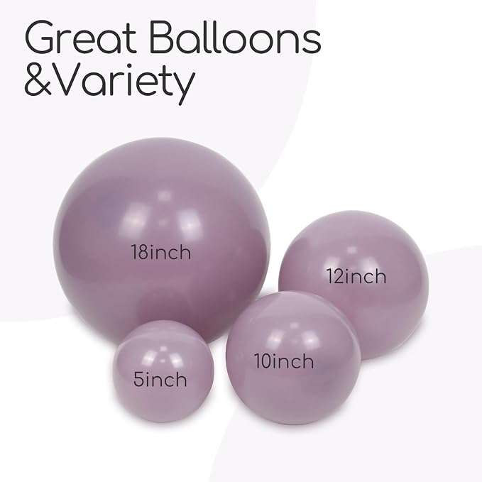 Awenztech 122pcs Dusty Purple Latex Balloons in 18 12 10 5 inches | Boho - Image 6