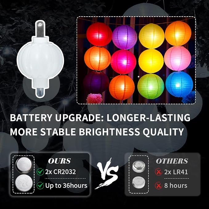 24 Pack Paper Lantern Lights, Mini LED Battery Operated Lights, Last 36 Hours - Image 2