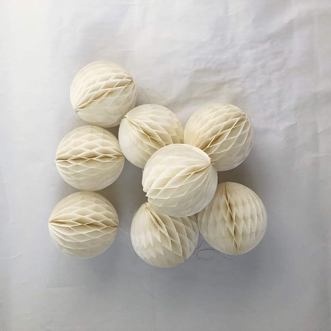 20pcs Cream Honeycomb Flower Balls Paper Honeycomb Balls | Paper Flower Balls - Image 3