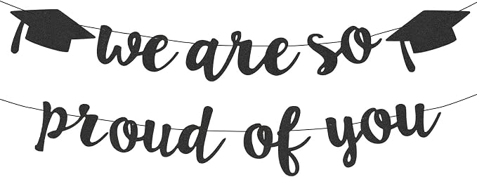 2026 Graduation Decorations Pre-Strung Blingbling We Are So Proud of You Banner by Unknown