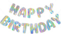 Iridescent Happy Birthday Banner, Pre-Strung Holographic Birthday Decorations by Unknown