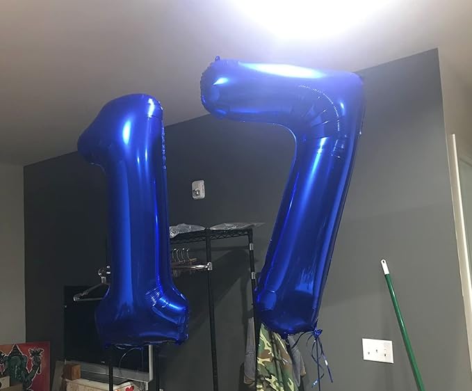 7 Balloon Numbers Party Decorations, 40In Dark Blue Balloons - Image 4