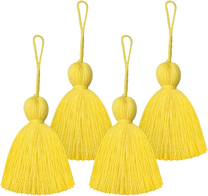 Big Size 4 PCS Tassels for Crafts, Handmade Hanging for Pillow Decor, Blanket by NINGYOHI