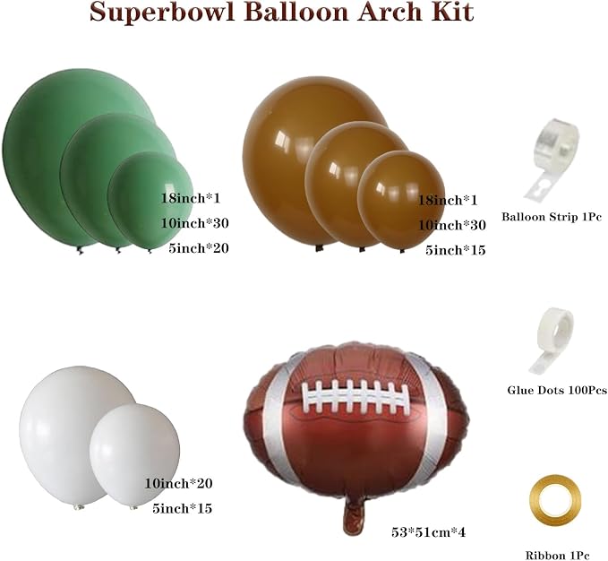 Football Party Decorations Balloon Garland Arch Kit 136Pcs Sage Green White and - Image 2