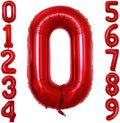 Red Foil Balloons Number 0 for 10th 20th 30th 40th 50th 60th 70th 80th 90th by GOER
