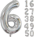40 inch Silver Number Balloon Giant Foil Helium Balloons Silver Number 6 Balloon by Yeodong