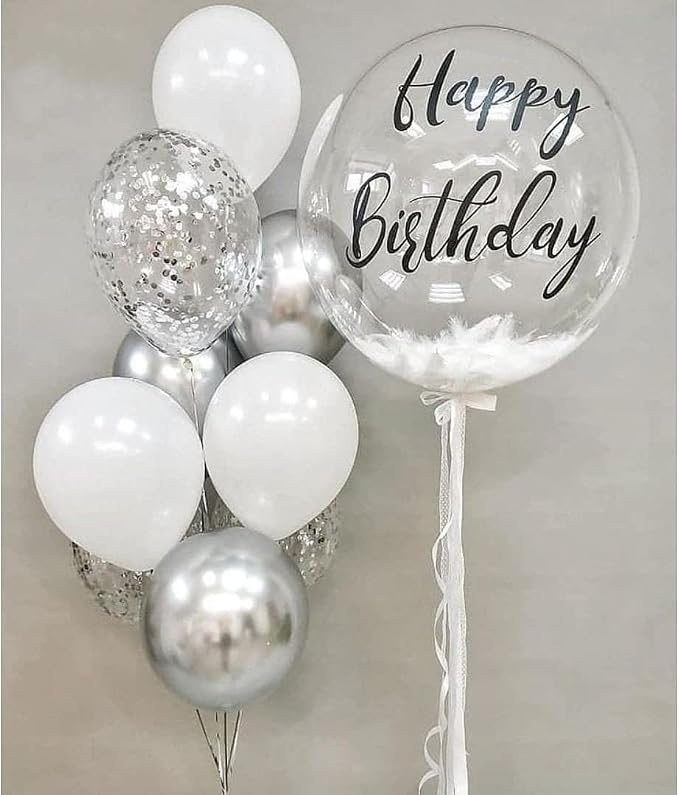 Bezente Silver Confetti Latex Round Helium Party Balloons 60 Pack 12 inch | - Image 4