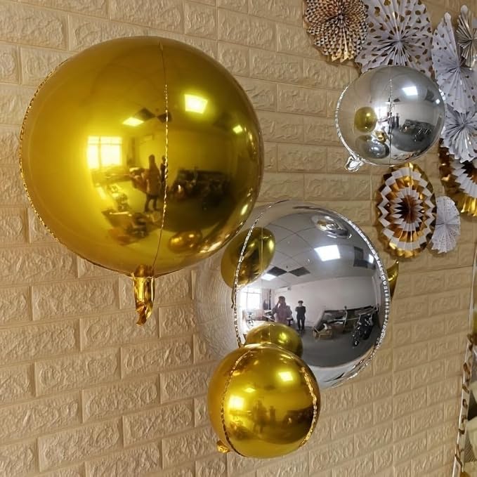 13pcs Silver 4D Balloons 22" 18" 10" 4D Ball Balloon Disco Ball Balloons Silver - Image 3