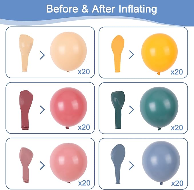 RUBFAC Boho Rainbow Balloons 120pcs 12 Inches Assorted Color Latex Balloons - Image 3