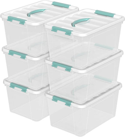 Xyskin 6 Pack 14 Quart Stackable Plastic Storage Bins with Lids and Latching Buckles, Storage Latch Box/Bins, Clear
