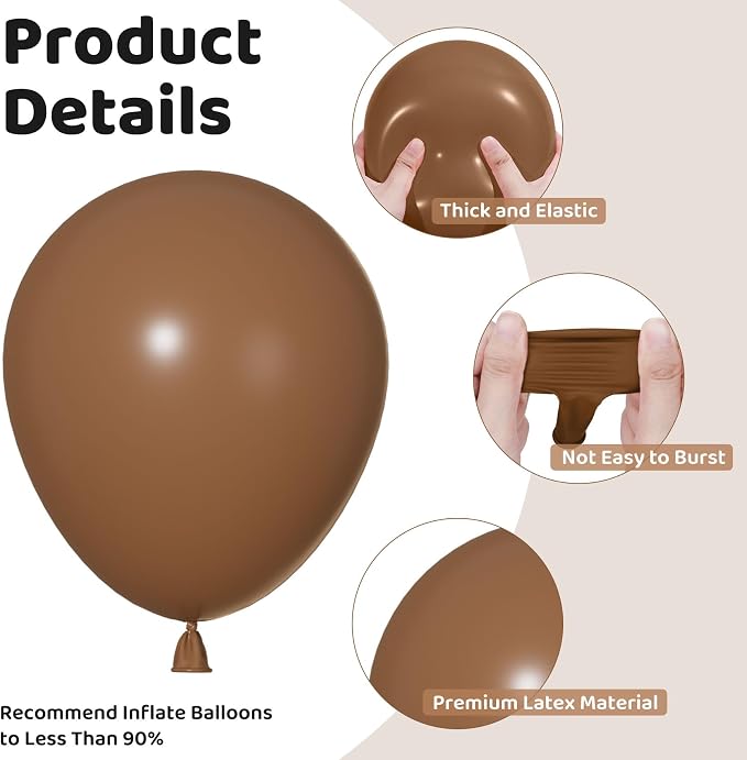 Ouddy Party 129Pcs Brown Balloons Different Sizes 18 12 10 5 Inch, Latex - Image 3