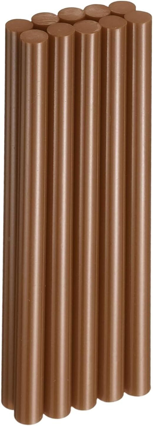 HARFINGTON 10pcs Hot Glue Sticks 0.43" Dia x 7.87" Long EVA Mini Hot Melt Adhesive Glue Stick for Hot Melt Gun Wood Plastic Glass Flowers Fabrics Foam, Brown