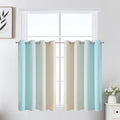 Beige and Aqua Ombre Short Blackout Cafe Curtains 36 Inch Length, Thermal by ESTELARTEXTILER