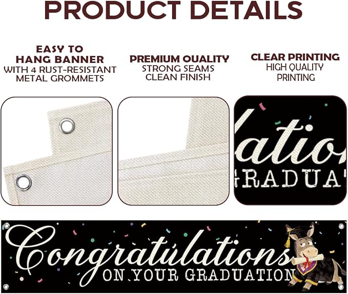 Graduation Banner Party Decorations, Congratulations on Your Graduation Hanging - Image 3