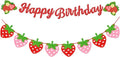 MEETINGU Strawberry Happy Birthday Banner, Sweet Red Berry Fruit Themed by MEETINGU