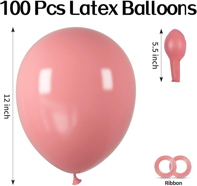 100pcs Dusty Pink Balloons 12 inch Round Latex | Boho Blush Retro Pink - Image 2