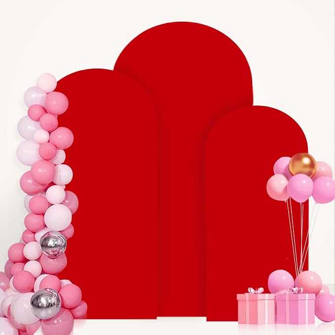 FANPROMS Arch Covers Set of 3 Red Wedding Arch Cover 7.2FT 6.6FT 6FT Arch - Image 5