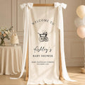 Personalized Baby Shower Fabric Welcome Sign Hello Baby Linen Backdrop | Custom by Unknown