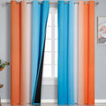 Orange and Blue Blackout Curtains 96 Inches Long, Full Light Blocking Gradient by ESTELARTEXTILER