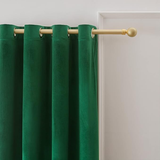 BULBUL Velvet Green Grommet Blackout Curtains 72 inch - Image 2